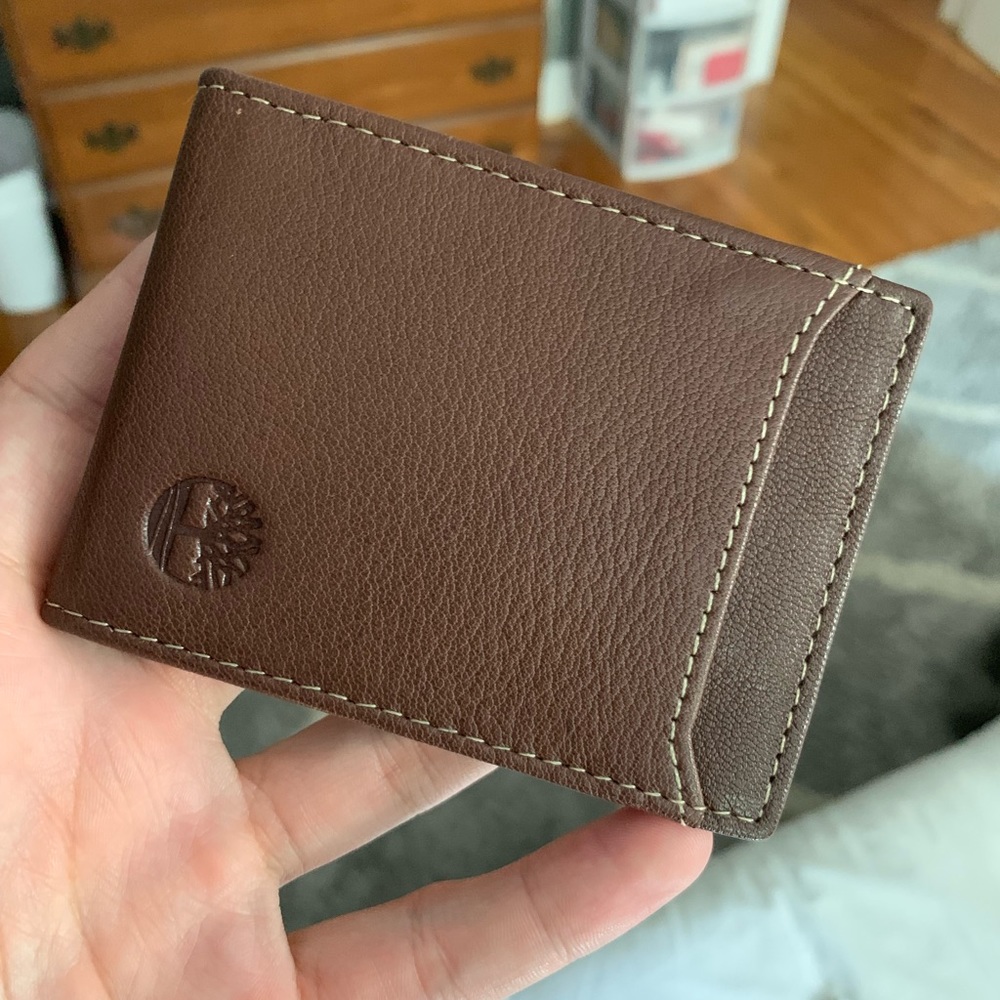 brown leather Timberland wallet